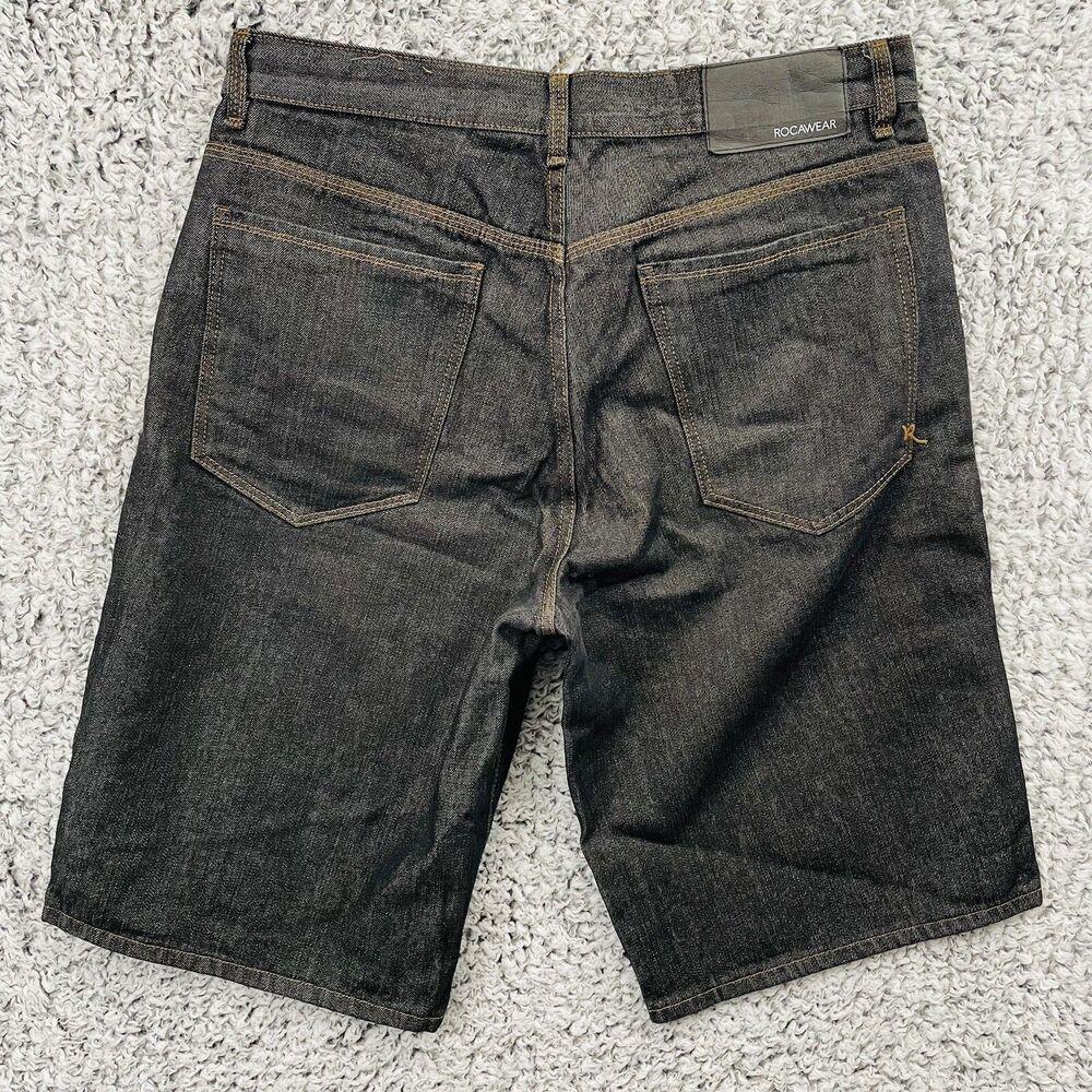 Y2K ROCA WEAR AUTHENTIC Men's Sz W 36 x 14.5" Jeans Bermuda Shorts Embroidered R